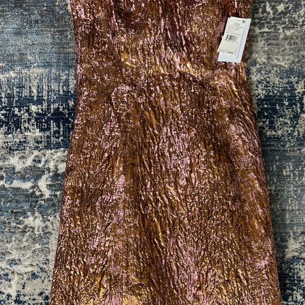 Aidan Mattox metallic jacquard off thr shoulder dress - Picture 4 of 7